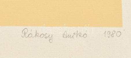 Rákosy Anikó (1948-): Huszárok. Linómetszet, papír, jelzett, 51x37 cm