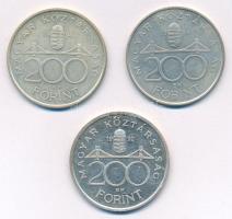 1992. 200Ft Ag "MNB" + 1994. 200Ft "Deák" (2x) T:2 Adamo F13, F13.1