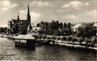 1968 Ráckeve, Duna-part a vízimalommal, hajómalom. Képzőművészeti Alap Kiadóvállalat / floating watermill (boat mill)