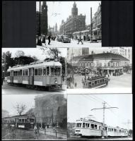 Budapesti villamos fotó tétel, 5 db, utólagos nagyítás, 10×15 cm