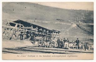 1908 Barackospatak, Barackospataka, Barackos, Baratcos; Az Unio Erdőipar rv. trs. sodronypályájának végállomása. Adler fényirda / wire rope course, ropeway transport, terminal station (EK)