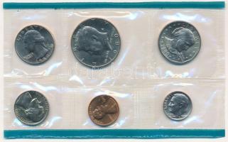 Amerikai Egyesült Államok 1980P 1c - 1/2$ (6xklf) forgalmi sor műanyag csomagolásban T:UNC  USA 1980P 1 Cent - 1/2 Dollar (6xdiff) coin set in foil packing C:UNC