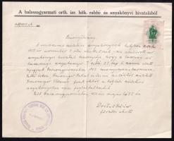 1914, 1939 Balassagyarmati Izraelita Hitközség irata rabbi aláírással és elhunytak emlékére füzet, 2 db