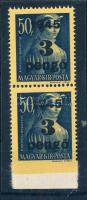 1945 Kisegítő bélyeg 3P/50f párban alul fogazatlan