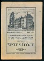 1937-1938 Kiskunfélegyházi Községi Katalikus Szent László Gimnázium CXXV. és CXXVI. tanévi értesítője (1936/37, 1937/38.) Papírkötés, az egyik borítón bejegyzéssel.