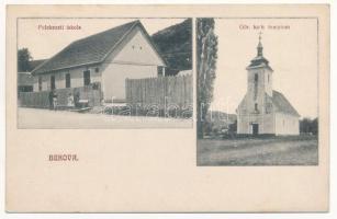 1911 Bukova, Bucova; Görögkatolikus templom, Felekezeti iskola / Greek Catholic church, school
