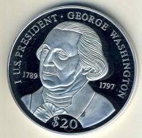 Libéria 2000. 20$ Ag "Amerikai elnökök-George Washington" T:PP
