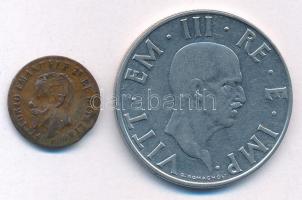 Olaszország 1867M 1c Cu II. Viktor Emánuel + 1940. 2L acél III. Viktor Emánuel T:F,XF Italy 1867M 1 Centesimi Cu Vittorio Emanuele II + 1940. 2 Lire steel Vittorio Emanuele III C:F,XF