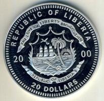 Libéria 2000. 20$ Ag "Amerikai elnökök-George Washington" T:PP