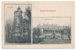 1914 Kisszántó, Kis-Szántó, Santaul Mic; Víztorony, Szanatórium (Dirsztay kastély) / water tower, castle