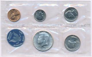 Amerikai Egyesült Államok 1965. 1c - 1/2$ (5xklf) forgalmi sor műanyag csomagolásban T:UNC  USA 1965. 1 Cent - 1/2 Dollar (5xdiff) coin set in foil packing C:UNC