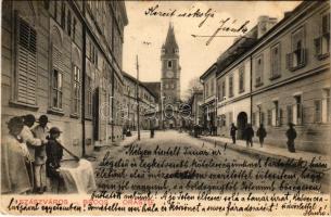 1905 Szászváros, Broos, Orastie; utca, üzlet. H. Graef kiadása / street view, shop (EK)