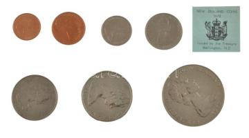 Új-Zéland 1970. 1c-1D (7xklf) a második uralkodói látogatásra kiadott forgalmi sor fóliatokban, kék ...