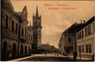 1907 Beszterce, Bistritz, Bistrita; Beutlergasse / Erszény utca. W.L. (?) No. 398. / street view