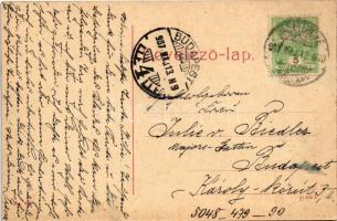 1907 Beszterce, Bistritz, Bistrita; Beutlergasse / Erszény utca. W.L. (?) No. 398. / street view