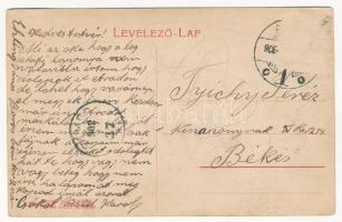 1908 Arad, Boros Béni tér, autóbusz üzlet reklámokkal, Gazdasági Gépraktár. Kerpel Izsó kiadása. Ruh...