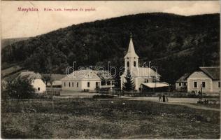 1908 Menyháza, Monyásza, Moneasa; Római katolikus templom és paplak / Catholic church and rectory