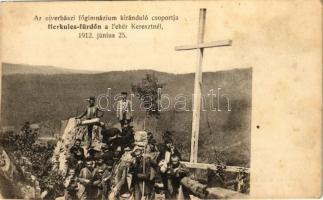 Herkulesfürdő, Baile Herculane; Az újverbászi főgimnázium kiránduló csoportja a Fehér Keresztnél 1912. június 25-én. Dr. Nagy Jenő felvétele / Vrbas grammar school students on a hike by Crucea Alba (fl)