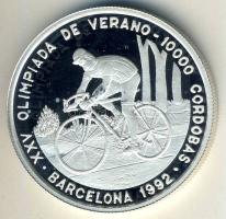 Nicaragua 1990. 10.000C Ag "Olimpia-kerékpár" T:PP Csak 10.000db!