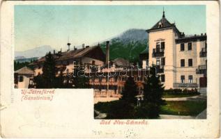 1901 Újtátrafüred, Neu-Schmecks, Novy Smokovec (Magas-Tátra, Vysoké Tatry); szanatórium. Cattarino kiadása / spa, sanatorium (szakadás / tear)