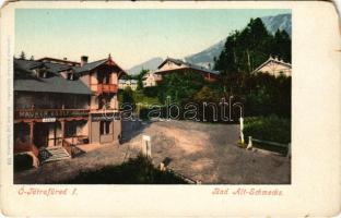 Tátrafüred, Ótátrafüred, Altschmecks, Stary Smokovec (Magas Tátra, Vysoké Tatry); Maurer Adolf üzlete, fürdőiroda. Cattarino kiadása / shop, bath office, spa (b)