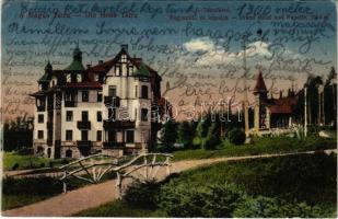 1922 Tátrafüred, Ótátrafüred, Altschmecks, Stary Smokovec (Magas Tátra, Vysoké Tatry); Nagyszálló és kápolna / Grand Hotel und Kapelle / hotel, chapel (EB)