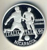 Nicaragua 1990. 10.000C Ag "Labdarúgó VB" T:PP Csak 5000db!