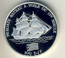 Dzsibuti 1994. 100F Ag "Bateau fregatt" T:PP Csak 15.000db!