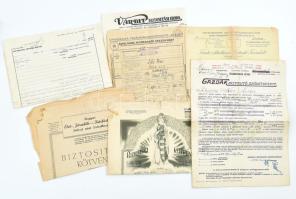cca 1920-1940 Biztosítási számlák, 8 db