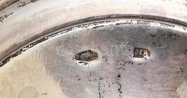 Ezüst (Ag) szerelékes, királykék ólomkristály likőrös készlet, 6 személyes, kis kopásokkal, jelzett,...