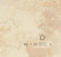 Ezüst (Ag) 10 személyes mokkás készlet, jelzett, 1910 körül, mester: Eduard Friedman. Porcelán betét...