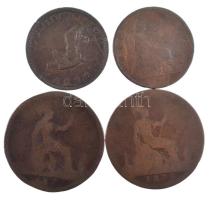 Nagy-Britannia 1878 (?) -1879. 1p bronz "Viktória" (2xklf) + 1879-1881. 1/2p bronz "V...
