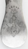 Ezüst (Ag) monogramos merőkanál, jelzett, h: 30 cm, nettó: 266 g