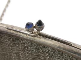 Ezüst (Ag) Art Deco színházi táska, jelzett, sérült, 14,5x14 cm, nettó: 150 g