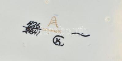 Dán népi design mázas porcelán tál, Kézzel festett, jelzett, hibátlan. 17x26 cm