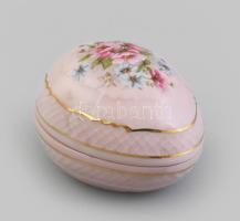 Leander porcelán, tojás bonbonier, jelzett, kopott, 7,5x6 cm