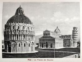 cca 1890-1900 Pisa, leporelló 24 db fekete-fehér képpel, dekoratív, dombornyomott papír borítóval, s...