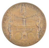 Hollandia 1928. IX. Nyári Olimpiai Játékok, Amszterdam kétoldalas bronz részvételi érem eredeti papírtokban (55mm) T:XF / Netherlands 1928. 9th Summer Olympic Games, Amsterdam two-sided bronze participal medal in original paper case (55mm) C:XF