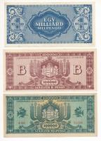 1945. 100P + 1946. 10.000MP-100.000BP (5x) T:II--III szép papír