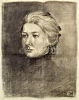 Monori Kovács Jenő (1884-?): Fiatal hölgy portréja. Pasztell, papír, jelzett, hajtásnyommal, lapszéli kisebb sérülésekkel, 55x42,5 cm