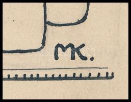 Monori Kovács Jenő (1884-?), működött a XX. sz. első felében: Ledér hölgy és a kuglik. Tus, papír, j...