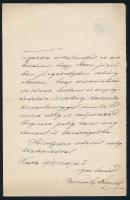 1914 Kassai főügyész, Kurovszky Ferenc saját kézzel írt levele