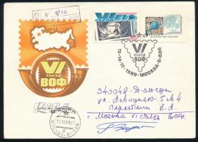 Viktor Gorbatko (1934- ) űrhajós aláírása emlékborítékon / Signature of Viktor Gorbatko (1934-) Russian astronaut on envelope