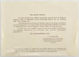 Bulgária ~1933-1939. "Európai Háborús Emlékérem 1915-1918" aranyozott bronz kitüntetés kís...