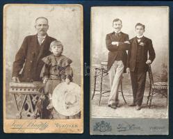 cca 1900 2 db keményhátú portré fotó, Vukovár, Josef Bagdy és Josef Weisz, az egyik foltos, 10x6 cm