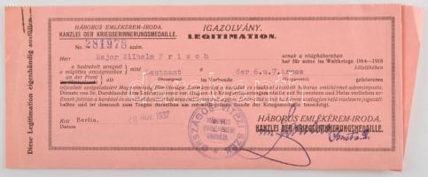 1929. "Magyar Háborús emlékérem kardokkal, sisakkal" ezüstözött bronz kitüntetés mellszala...