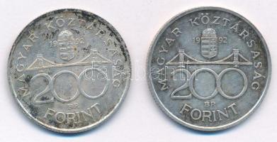 1992. 200Ft Ag "MNB" (2x) T:XF patina 
Adamo F13
