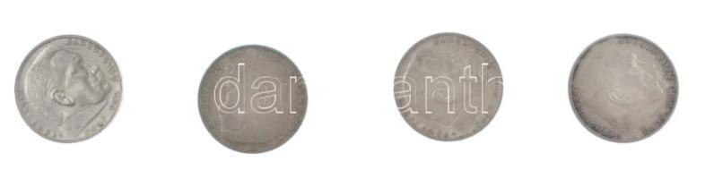 Német Harmadik Birodalom 1936-1938. 5M Ag "Hindenburg" (4xklf) T:XF,VF közte patina, ph, k...