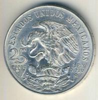 Mexikó 1968. 25P Ag "Olimpia" T:2 kis ph.