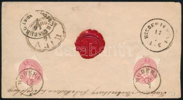 ~1864 3 x 5kr ajánlott levélen "MODERN" - Wien ~1864 3 x 5kr on registered cover "MOD...